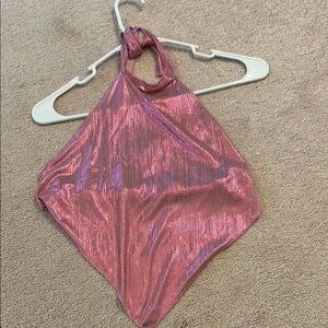 Shimmering Pink Open Back Cropped Top